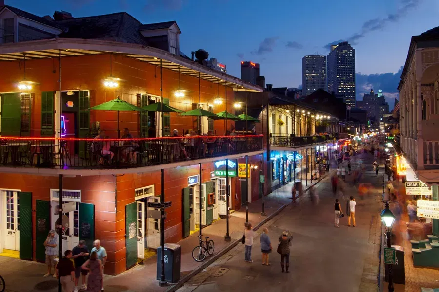 Bourbon Street in New Orleans before a cruise